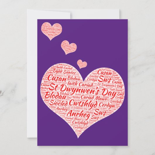 Cartes Pour Fêtes Annuelles Joyeuse St Dwynwens Day - Heart Word Cloud (Devant)
