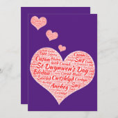 Cartes Pour Fêtes Annuelles Joyeuse St Dwynwens Day - Heart Word Cloud (Devant / Derrière)