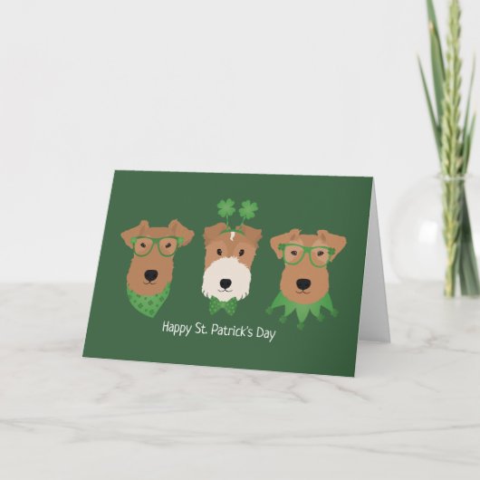 Cartes Pour Fêtes Annuelles Joyeuse St Patrick Chiens Welsh Wire Fox Terrier (Devant)