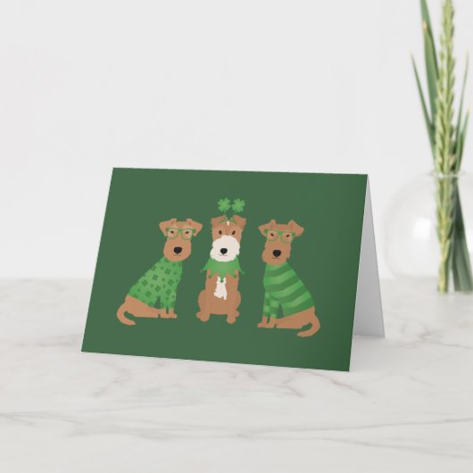 Cartes Pour Fêtes Annuelles Joyeuse St Patrick Chiens Welsh Wire Fox Terrier (Devant)