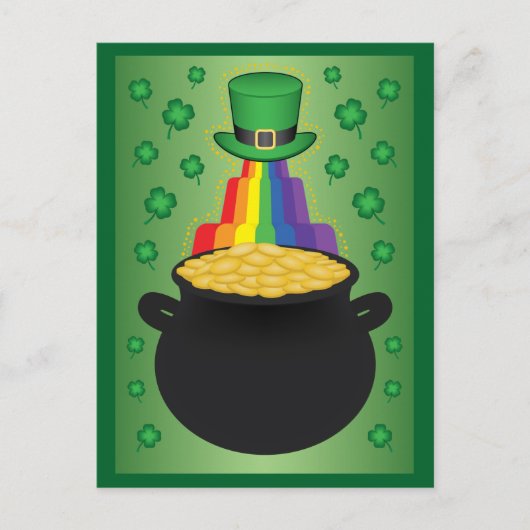 Cartes Pour Fêtes Annuelles Joyeuse St-Patrick Clover/Arc-en-ciel/Pot d'Or (Devant)