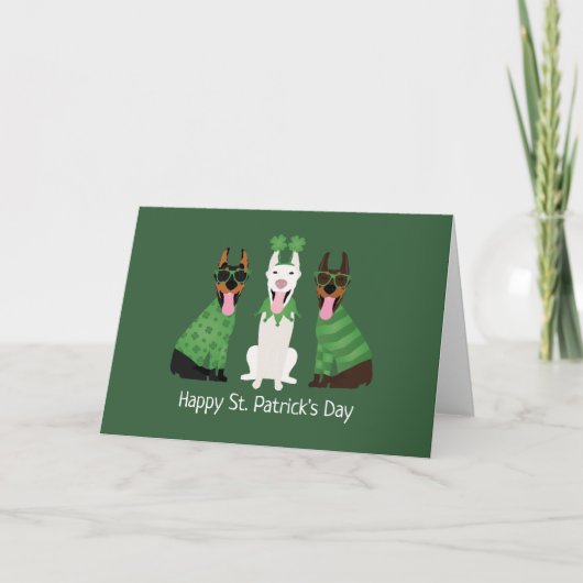 Cartes Pour Fêtes Annuelles Joyeuse St Patrick Dobermann Dogs (Devant)