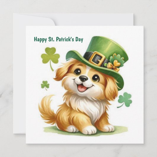 Cartes Pour Fêtes Annuelles Joyeuse St Patrick Puppy (Devant)