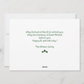 Cartes Pour Fêtes Annuelles Joyeuse St. patrick's day Shamrocks famille 3 phot (Dos)