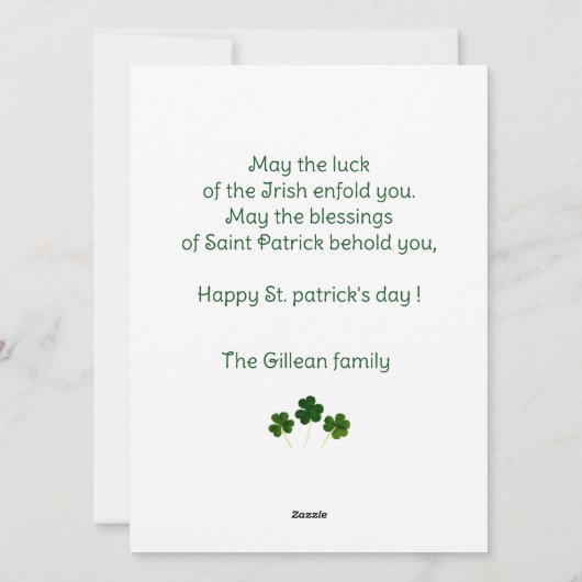 Cartes Pour Fêtes Annuelles Joyeuse St. patrick's day Shamrocks famille 3 phot (Dos)