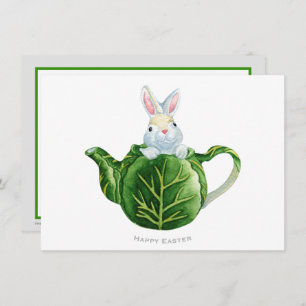 Cartes Pour Fêtes Annuelles Joyeuse théière de laitue lapin de Pâques