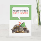Cartes Pour Fêtes Annuelles Joyeuse tortue d'anniversaire dans Masque visage C (Devant)