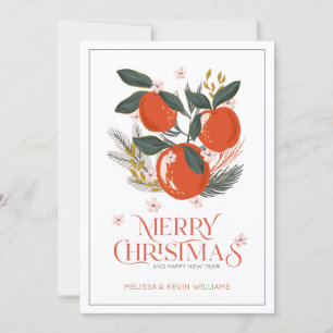 Cartes Pour Fêtes Annuelles Joyeuse typographie de Noël Bouquet de fruits de N