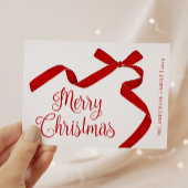 Cartes Pour Fêtes Annuelles Joyeuse typographie de Noël Bow rouge