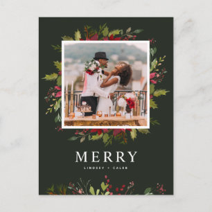 Cartes Pour Fêtes Annuelles Joyeuse verdure Photo de couleurs modifiables