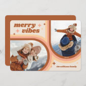 Cartes Pour Fêtes Annuelles Joyeuse Vibes Retro Arche 2 Photo (Devant / Derrière)