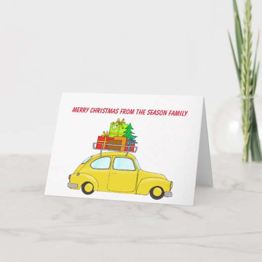 Cartes Pour Fêtes Annuelles Joyeuse voiture de Noël (Devant)