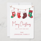 Cartes Pour Fêtes Annuelles Joyeuses Chaussettes de Noël (Devant)