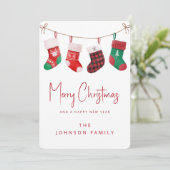 Cartes Pour Fêtes Annuelles Joyeuses Chaussettes de Noël (Debout devant)