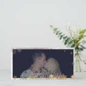 Cartes Pour Fêtes Annuelles Joyeuses Faux Silver+Gold Snowflakes (Debout devant)