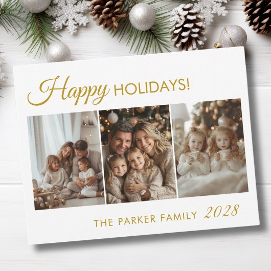 Cartes Pour Fêtes Annuelles Joyeuses fêtes ! 3 Photo, Blanc, Minimal