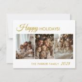 Cartes Pour Fêtes Annuelles Joyeuses fêtes ! 3 Photo, Blanc, Minimal (Devant)