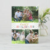 Cartes Pour Fêtes Annuelles Joyeuses fêtes 3 Photo Collage Mint Polka Dot (Debout devant)