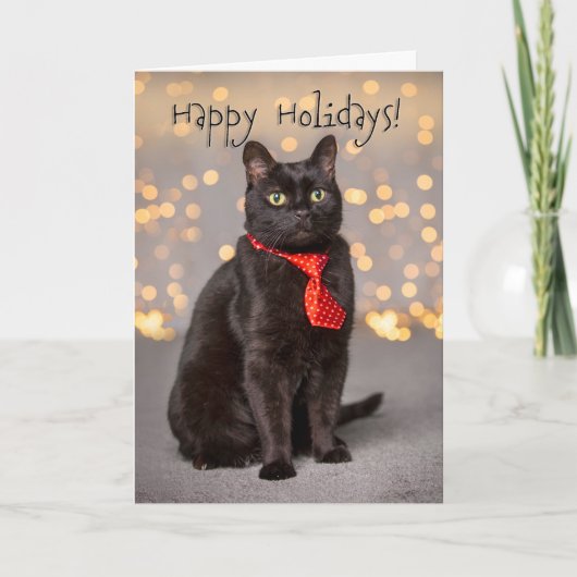 Cartes Pour Fêtes Annuelles Joyeuses Fêtes à Tout Chat Noir Mignon (Devant)