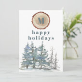 Cartes Pour Fêtes Annuelles Joyeuses Fêtes aquarelle forêt LOGO entreprise (Debout devant)