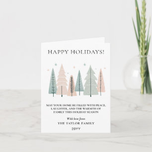 Cartes Pour Fêtes Annuelles Joyeuses Fêtes Arbres Forestiers Bohème Minimalist