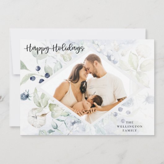 Cartes Pour Fêtes Annuelles Joyeuses fêtes Arctic Winter Botanical Photo (Devant)