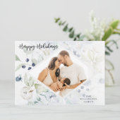 Cartes Pour Fêtes Annuelles Joyeuses fêtes Arctic Winter Botanical Photo (Debout devant)