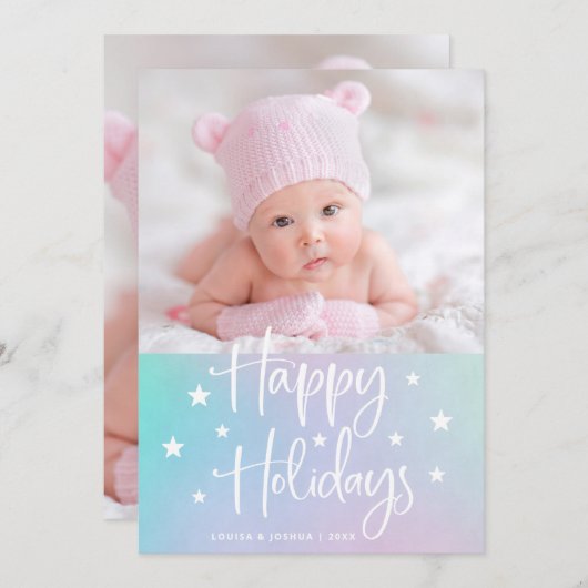 Cartes Pour Fêtes Annuelles Joyeuses fêtes avec étoiles | Multiphoto tendance (Devant / Derrière)