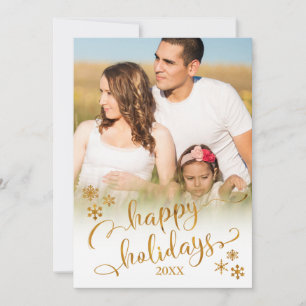 Cartes Pour Fêtes Annuelles Joyeuses Fêtes avec Photo & Flocons de Neige