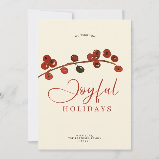 Cartes Pour Fêtes Annuelles Joyeuses fêtes baies rouges Noël non photo (Devant)