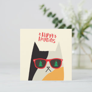 Cartes Pour Fêtes Annuelles Joyeuses fêtes - Belle et Cool Père Noël Cat Carto