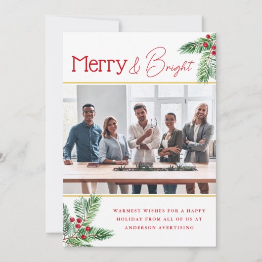 Cartes Pour Fêtes Annuelles Joyeuses fêtes Berry Branches Photo Affaires (Dos)