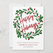 Cartes Pour Fêtes Annuelles Joyeuses fêtes Berry Wreath Corporate Business (Devant)