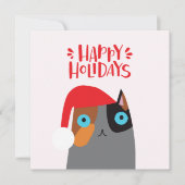 Cartes Pour Fêtes Annuelles Joyeuses fêtes - Cartoon de chat de Noël mignon (Devant)