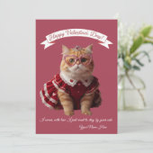 Cartes Pour Fêtes Annuelles Joyeuses Fêtes Chat de la Saint-Valentin (Debout devant)