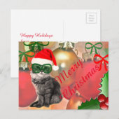 Cartes Pour Fêtes Annuelles Joyeuses fêtes Chat du Père Noël (Devant / Derrière)