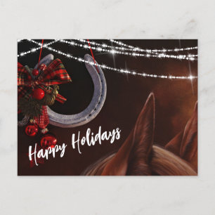 Cartes Pour Fêtes Annuelles Joyeuses fêtes Cheval et fer à cheval Noël