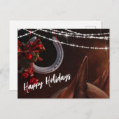 Cartes Pour Fêtes Annuelles Joyeuses fêtes Cheval et fer à cheval Noël (Devant / Derrière)