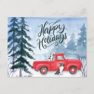 Cartes Pour Fêtes Annuelles Joyeuses Fêtes Chien Camion Rouge Entreprise Comme