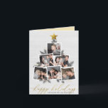 Cartes Pour Fêtes Annuelles Joyeuses fêtes| Country Christmas Tree Collage<br><div class="desc">Célébrez la saison avec ce carte photo moderne ! Un design festif de cartes de vacances qui présente six de vos photos préférées disposées en forme d'arbre de Noël agrémenté de branches de pin dessinées à la main, de cônes de pin, de parties scintillant en faux or et d'une étoile...</div>