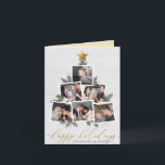 Cartes Pour Fêtes Annuelles Joyeuses fêtes| Country Christmas Tree Collage<br><div class="desc">Célébrez la saison avec ce carte photo moderne ! Un design festif de cartes de vacances qui présente six de vos photos préférées disposées en forme d'arbre de Noël agrémenté de branches de pin dessinées à la main, de cônes de pin, de parties scintillant en faux or et d'une étoile...</div>