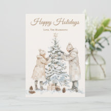 Joyeuses Fêtes Couple de Noël à l'aquarelle organi