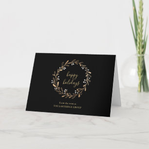 Cartes Pour Fêtes Annuelles Joyeuses Fêtes Couronne Dorée Script Logo Entrepri