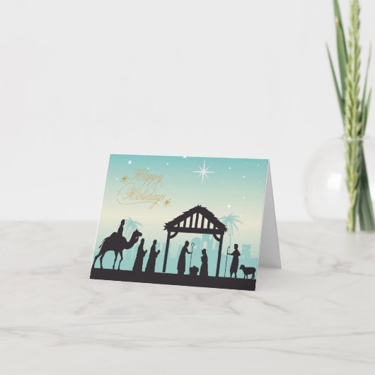 Cartes Pour Fêtes Annuelles Joyeuses Fêtes Crèche de la Nativité (Devant)