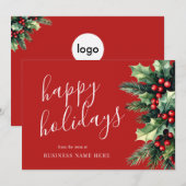 Cartes Pour Fêtes Annuelles Joyeuses fêtes d'affaires Noël vert (Devant / Derrière)