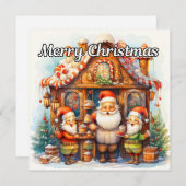 Cartes Pour Fêtes Annuelles Joyeuses Fêtes de, Atelier Père Noël (Devant / Derrière)