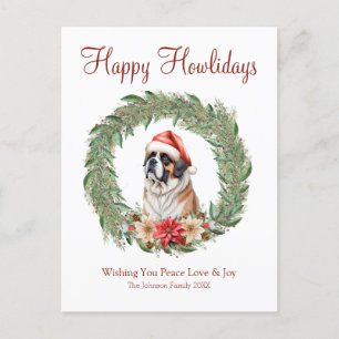 Cartes Pour Fêtes Annuelles Joyeuses Fêtes de fin d'année Chien Saint-Bernard 