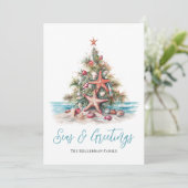 Cartes Pour Fêtes Annuelles Joyeuses Fêtes de Noël de plage (Debout devant)
