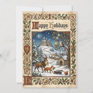 Cartes Pour Fêtes Annuelles Joyeuses Fêtes de Noël Vintage Médiéval