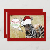 Cartes Pour Fêtes Annuelles Joyeuses Fêtes de Noël Zebra (Devant / Derrière)
